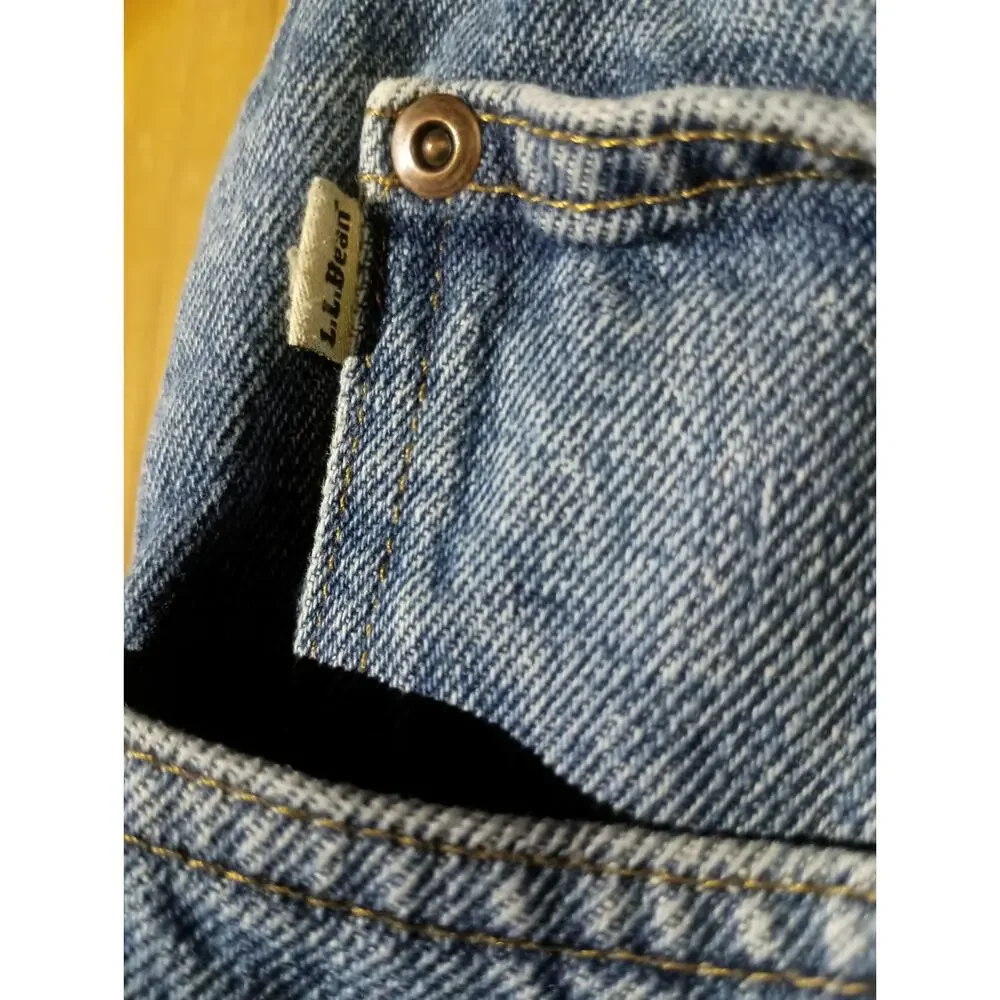 LL BEAN Men's Size 34/30 100% Cotton Relaxed Fit Flannel Lined Jeans Fall Denim